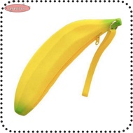 LIKE Banana Zero Wallet, 2.36*7.87 Inch Yellow Silicone Pen Bag, Creative Silicone Banana Shape Penc