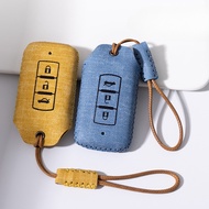 Denim Style Car Key Cover for Mitsubishi Mirage Xpander Outlander ASX Pajero Eclipse Cross Montero R