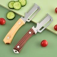 Multifunctional Stainless Steel Peeler Household Kitchen Melon Fruit Grater Onion Cutter Wooden Hand