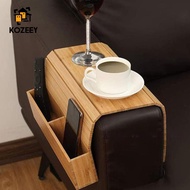 KOZEEY Couch Cup Holder Wood with Cup Tray Couch TV Remote Holder Sofa Armrest Bag
