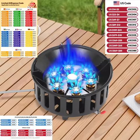 Camping Stove Outdoor Burner Portable Stove with 3 Adapters Gas Stove matching storage bag for fryin