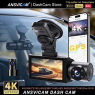 4K UHD 3 Channel Dash Cam Front Rear Interior with ADAS System GPS WiFi Super Night Vision 24/7 Park