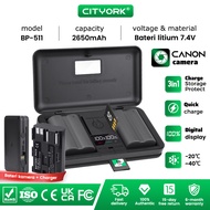 Cityork 2650mAh BP-511A BP511A BP-511 BP511 Battery + LCD Smart Multifunction Box Charger for Canon 