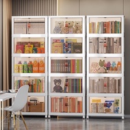 时光旧巷 双开门带轮书箱书本收纳箱家用装书籍可移动整理盒书柜书架  【茶色-若竹绿】【中号】 【一层】【仅有滑轮】