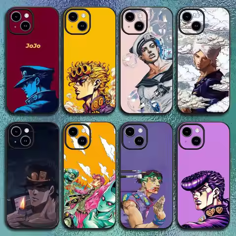 1PC Anime JOJO Phone Case For IPhone 11 12 13 14 15 16Pro Max Plus Classic Black Soft Shell