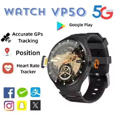 VP50 Smart Watch 5GAndroid Smartwatch 1.75'' Amoled Larger Screen 1500Mah Battery 800W Rotary HD Cam