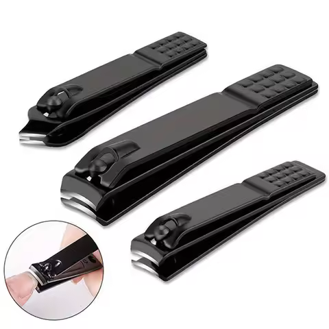 1/3/4PCS Black Stainless Steel Nail Clipper With Nano Glass File Polishing Nail File Manicure Tool S