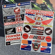 HONDA-For Reflective Car Motorcycle Whole SET Sticker Decals  HONDA Motorcycle Scooter Body Fuel Tank Riding Helmet Windshield Glass Fender Motor Bike Accessories Decal.