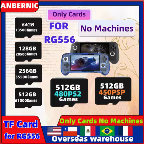 TF Card For ANBERNIC RG556 Preloaded Games Memory Card Built in 61000 Games Retro Handheld Game PSP 