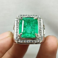 926 SILVER RING WITH COLOMBIAN EMERALD GEM TOP QUALITY CHATAM