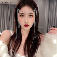 HBMY Vintage Hair Jewelry Shiny Chain Rhinestone Chinese Style Hairband Tassel Hair Ornament Water D
