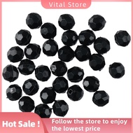 VITAL STORE 200pcs 8mm Manik-manik bulat Bulat Hitam Manik-manik kaca