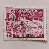 (AD) Indonesian Stamps 1955 10 Years of Independence 75 cents Used