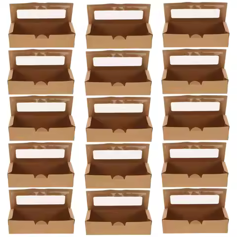 12Pcs Cookie Packaging Boxes Baking Dessert Treat Macaron Cake Party Gift Boxes Kraft Paper Safe Coo