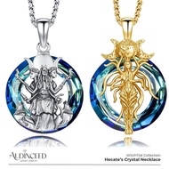 Audinceed Hecate Life Crystal Necklace, S925 Sterling Silver Luxury Hekate Hecate Triple Goddess Wit