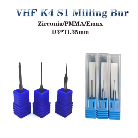 VHF K4 S1 Zirconia DC,DLC Coati Emax Glass Ceramic PMMA NC Milling Cutter Dental Lab CADCAM Milling 