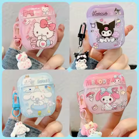 Sanrio Hello Kitty Kuromi Melody Cinnamoroll Earphone Case For Airpods 1 2 3 4 Pro 2 Headset Protect