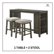 Value Design 162cm Long Bar Table Set Cushion Stool Wooden Island Table Sturdy Modern Espresso Full Mindi Veneer top