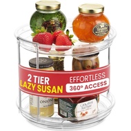 Oizeir Clear Two Tier Lazy Susan Organizer - Rotating Spice Rack Turntable for Kitchen Cabinet, Coun