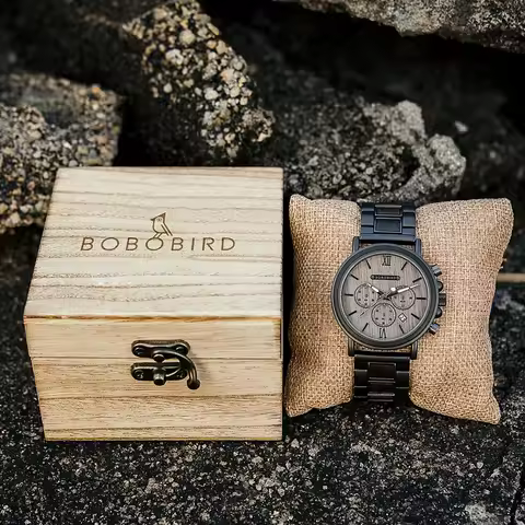 Men Watch BOBO BIRD Top New Fashion Wooden Quartz Wristwatch Luminous Multifunctal Automatic Calenda