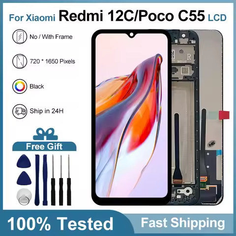 New For Xiaomi Redmi 12C LCD Poco C55 Display Touch Screen For Redmi 12 LCD Digitizer Assembly Repla