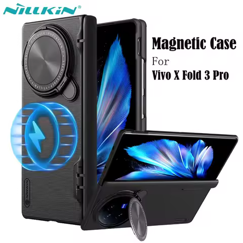 NILLKIN For Vivo X Fold 3 Pro MagSafe Case Frosted Shield Prop Magnetic Case Camera Cover Holder Fol