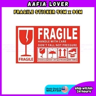 [MsiaReadyStok] 10/50/100 pcs Warning Fragile Sticker 5cmx9cm for box, parcel, courier bag, flyers