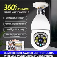 【360° panorama】camera cctv camera for home wireless with voice light bulb camera connect to cellphone night vision 1080p hd ip camera 360° rotation two-way intercom Remote monitoring mini camera IP Security Cameras wifi camera 360