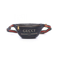 【二手】Gucci GUCCI 腰包/斜背包/小號腰包 527792 黑色/綠色/RED皮革 Logo 印花小號腰包