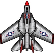 Supersized Fighter Jet Nylon Kite w/ 3D Cockpit, 57 Inches Wide,Grey, Red, White, Blue