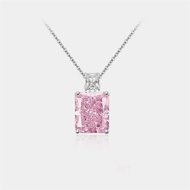Pink diamond perfume bottle necklace, square pendant choker, luxury high-end vintage, Korean style, 