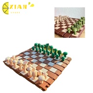 XIANS Forest Chess Set, Wooden -themed Mushroom Chess Set,  Rollable Portable Chess Games Set Wild C