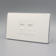 Silver Edge Type 120 Computer Telephone Socket Panel No-Call Internet Telephone Wall Plug Panel RJ45