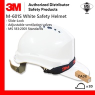 [SELL BY CASE] 3M M-601S White Colour Slide-Lock Safety Helmet/ 6-Point Suspension/ Chin Strap inclu