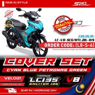 LCV8 Cover Set Original VELOZI Sticker Tanam PNP For YAMAHA LC135 V8 LC135 FI Standard Design Cyan B