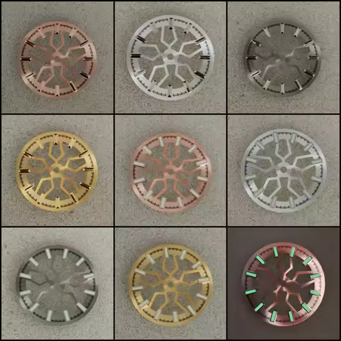 28.5mm Watch Dial Face For NH70/NH72 Movement Watch Hollow Out Skeleton Dial Green Luminous NH70A Si