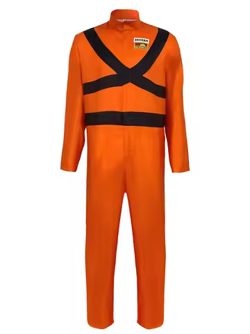 Horror Games Cosplay Lethal orange Company jumpsuit for kid adult Costume for Halloween with mask