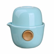 Eilong Ceramic Fast Guest Cup with Cotton Linen Bag for Travel Office Outdoor Home Tea Brewing Set P