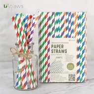 หลอดกระดาษ ลายริ้ว 6x197mm 100ชิ้น ย่อยสลายได้ Made in Thailand