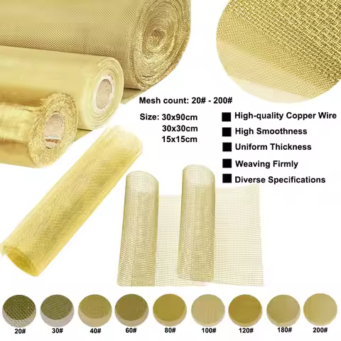 1pcs Brass Braided Wire Metal Mesh 15x15cm/30x30cm/30x90cm Brass Filter Coarse Gauze Copper Wire Pro