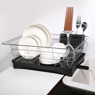 HBM Ready Stock One Layer Stainless Steel Kitchen Shelf Tableware Dish Storage Box Drain Rack