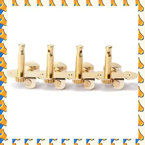 ABYB 2 Pieces Iron 4L 4R Tuner Tuning Pegs Machine Heads Gold Set For Mandolin/8 Strings Guitar Repl