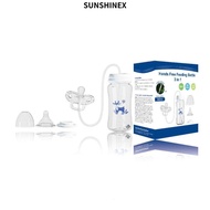 1SUNSHINEX6 Milk Storage Bottle, with Straw Brush 3-in-1 Hands-Free Baby Bottle, Creative 300ML Wide