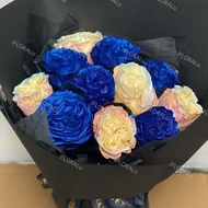 情人節大大朵的厄瓜多爾玫瑰國產藍玫瑰北極光染色玫瑰
