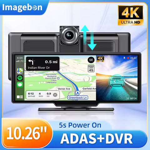 High Quality Imagebon 10.26" 4K Adas Dash Cam Wireless Carplay & Android Auto Car DVR 24H Park Monit
