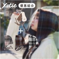 【福袋】格紋連帽頭巾 保暖優惠組 + 仿羔羊絨雙面耳罩