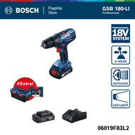 BOSCH GSB 180-LI Cordless Impact Drill (with 2 batteries charger Fishermans Box & BONUS 41pcs access