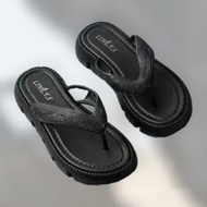 Sandal Wedges Jepit Fashion Wanita Kekinian Import/Sandal Jepit Wanita Import Gliter Pasir