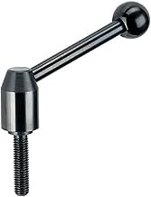 HALDER 24440.0220 Adjustable Tension Lever with Screw, Steel, Matt, Diameter 1 = 24 mm / D2 = M10 / 