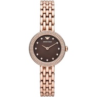 Emporio Armani Black Dial With Rose Gold Stainless Steel Strap Women Watch AR11418